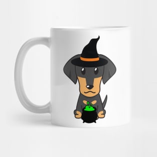 Cute dachshund dog is a witch Mug